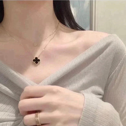 [Garvey ]CLOVER 15MM BLACK ONYX SINGLE FLOWER NECKLACE