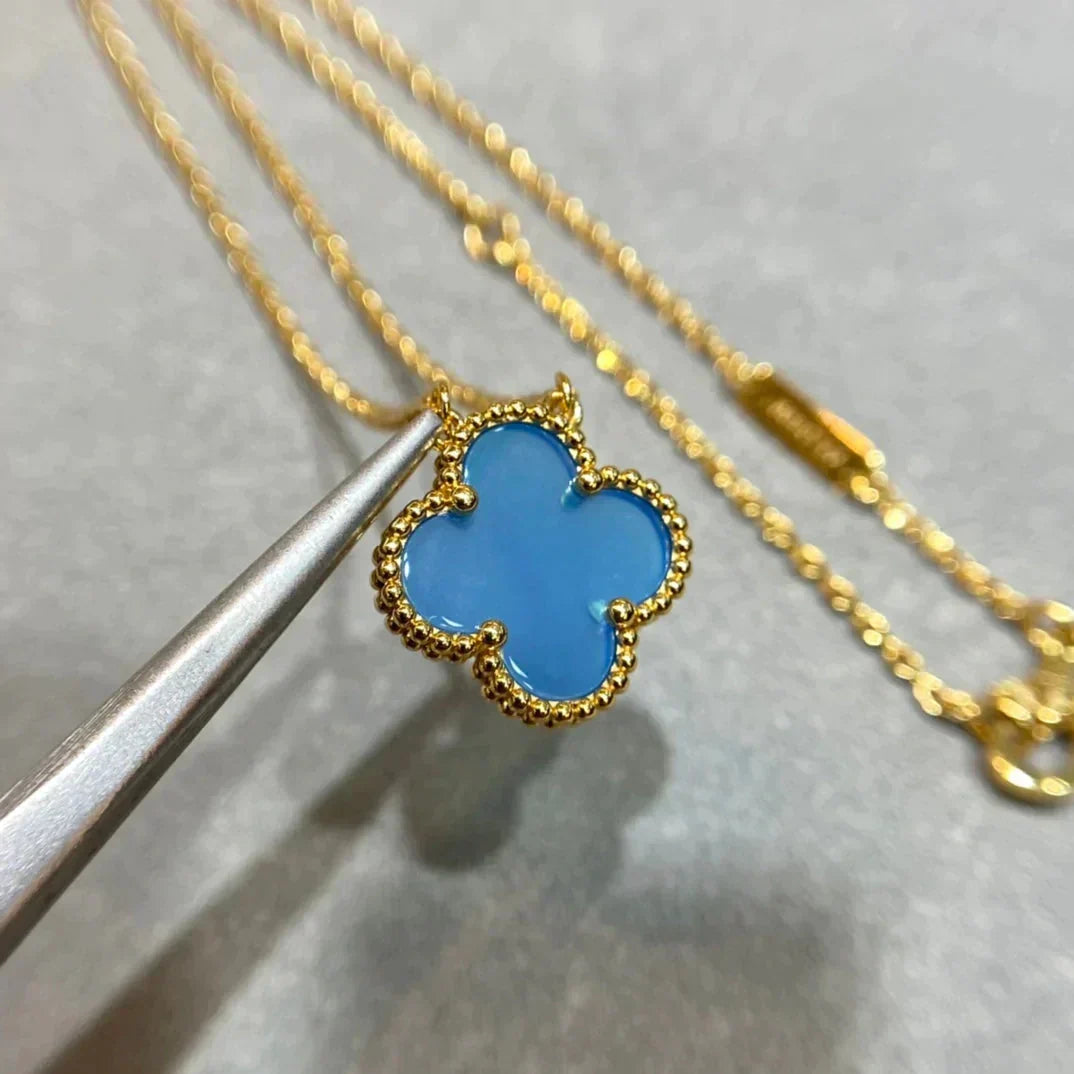 [Garvey ]CLOVER 15MM BLUE AGATE NECKLACE