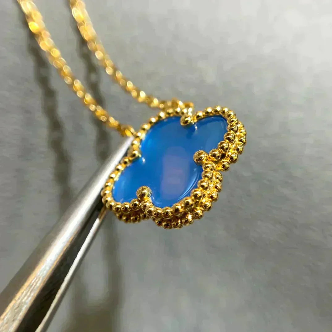[Garvey ]CLOVER 15MM BLUE AGATE NECKLACE