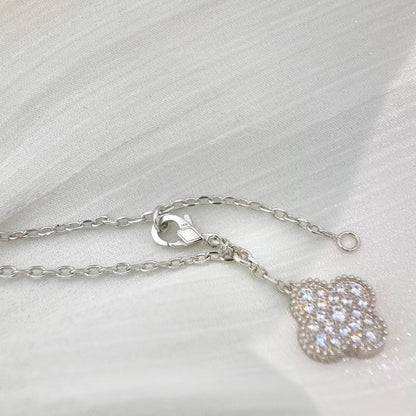 [Garvey ]CLOVER 5 MOTIFS SILVER DIAMONDS NECKLACE