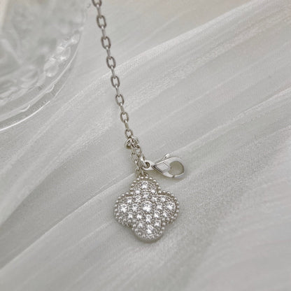 [Garvey ]CLOVER 5 MOTIFS SILVER DIAMONDS NECKLACE