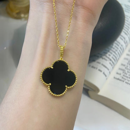 [Garvey ]CLOVER 25MM NECKLACE GOLD ONYX