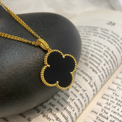 [Garvey ]CLOVER 25MM NECKLACE GOLD ONYX