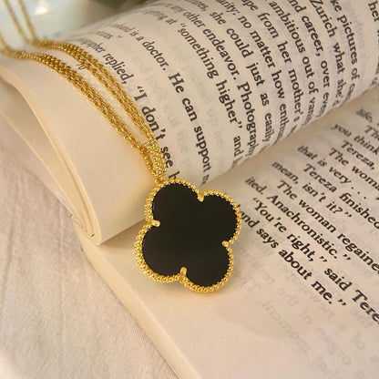 [Garvey ]CLOVER 25MM NECKLACE GOLD ONYX