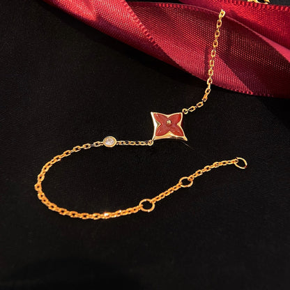 [Garvey ]COLOR STAR CARNELIAN PINK GOLD DIAMOND BRACELET