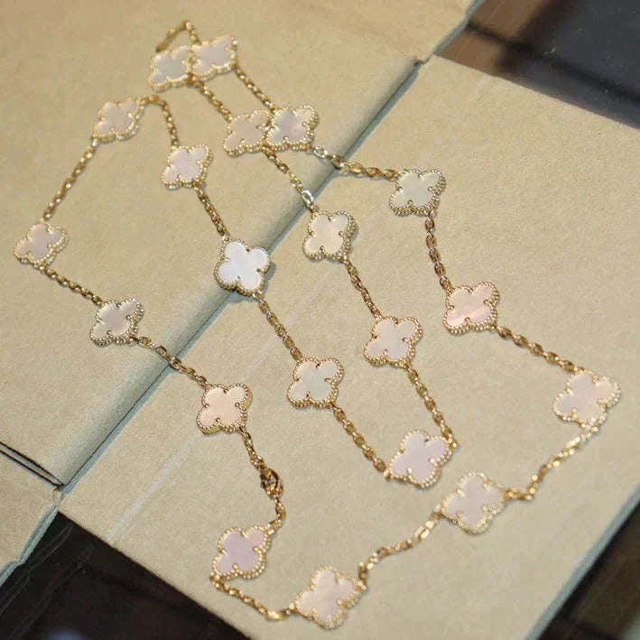 [Garvey ]CLOVER 20 MOTIFS WHITE MOP NECKLACE