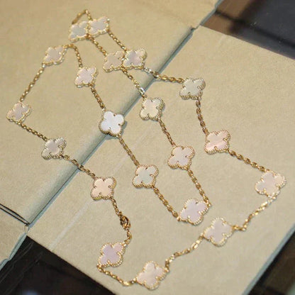 [Garvey ]CLOVER 20 MOTIFS WHITE MOP NECKLACE