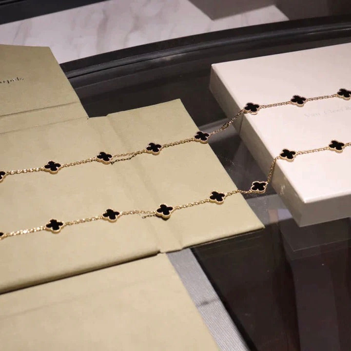 [Garvey ]CLOVER 20 MOTIFS ONYX NECKLACE