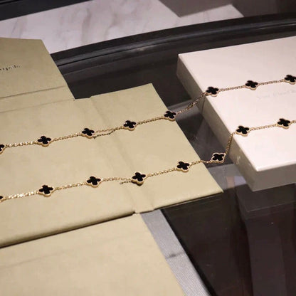 [Garvey ]CLOVER 20 MOTIFS ONYX NECKLACE