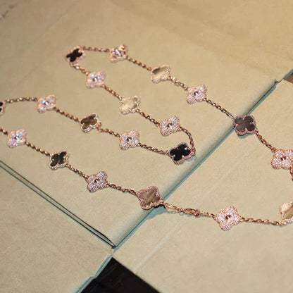 [Garvey ]CLOVER 20 MOTIFS DARK MOP DIAMOND  NECKLACE