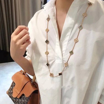 [Garvey ]CLOVER 20 MOTIFS DARK MOP DIAMOND  NECKLACE