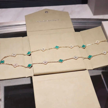 [Garvey ]CLOVER 20 MOTIFS MALACHITE DIAMOND NECKLACE