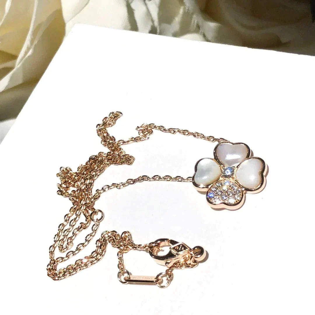 [Garvey ]CLOVER MOP DIAMOND ROSE GOLD NECKLACE