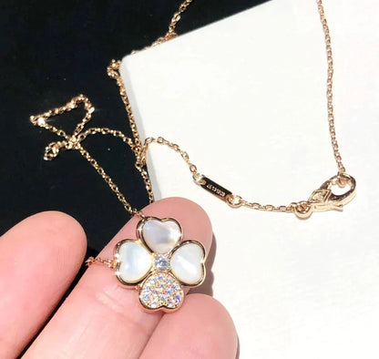 [Garvey ]CLOVER MOP DIAMOND ROSE GOLD NECKLACE