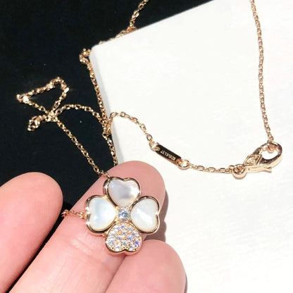 [Garvey ]CLOVER MOP DIAMOND ROSE GOLD NECKLACE
