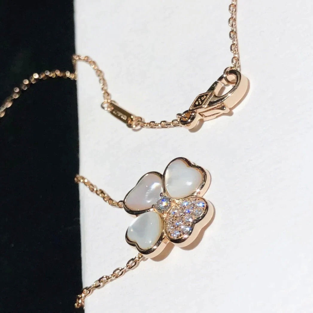 [Garvey ]CLOVER MOP DIAMOND ROSE GOLD NECKLACE