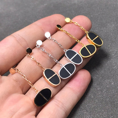 [Garvey ]CHAINE VERSO BLACK CERAMIC SILVER EARRINGS