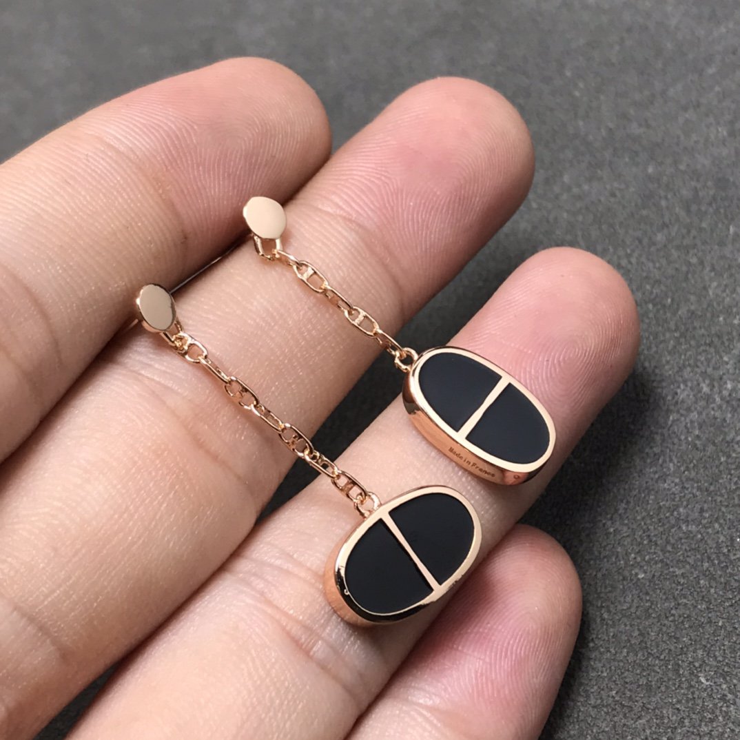 [Garvey]CHAINE VERSO BLACK CERAMIC SILVER EARRINGS
