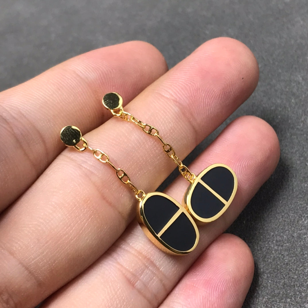 [Garvey ]CHAINE VERSO BLACK CERAMIC SILVER EARRINGS