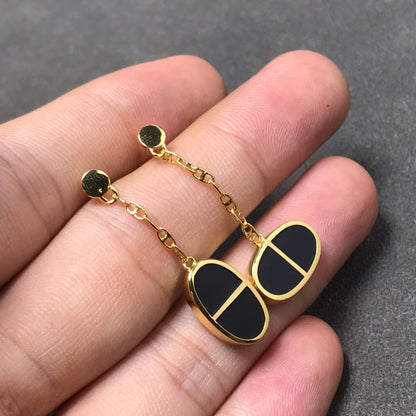 [Garvey ]CHAINE VERSO BLACK CERAMIC SILVER EARRINGS