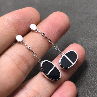 [Garvey]CHAINE VERSO BLACK CERAMIC SILVER EARRINGS