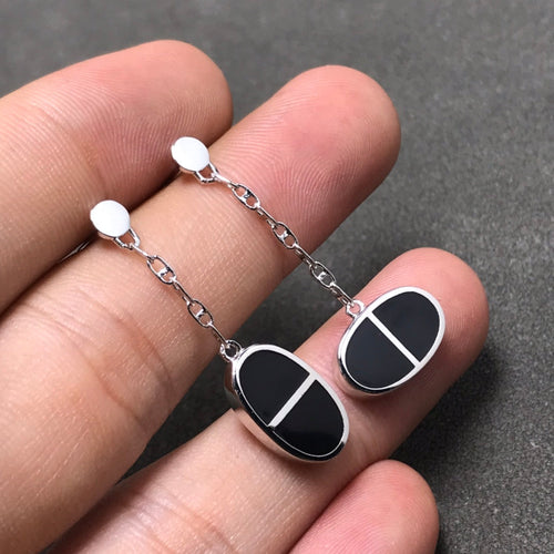 [Garvey]CHAINE VERSO BLACK CERAMIC SILVER EARRINGS