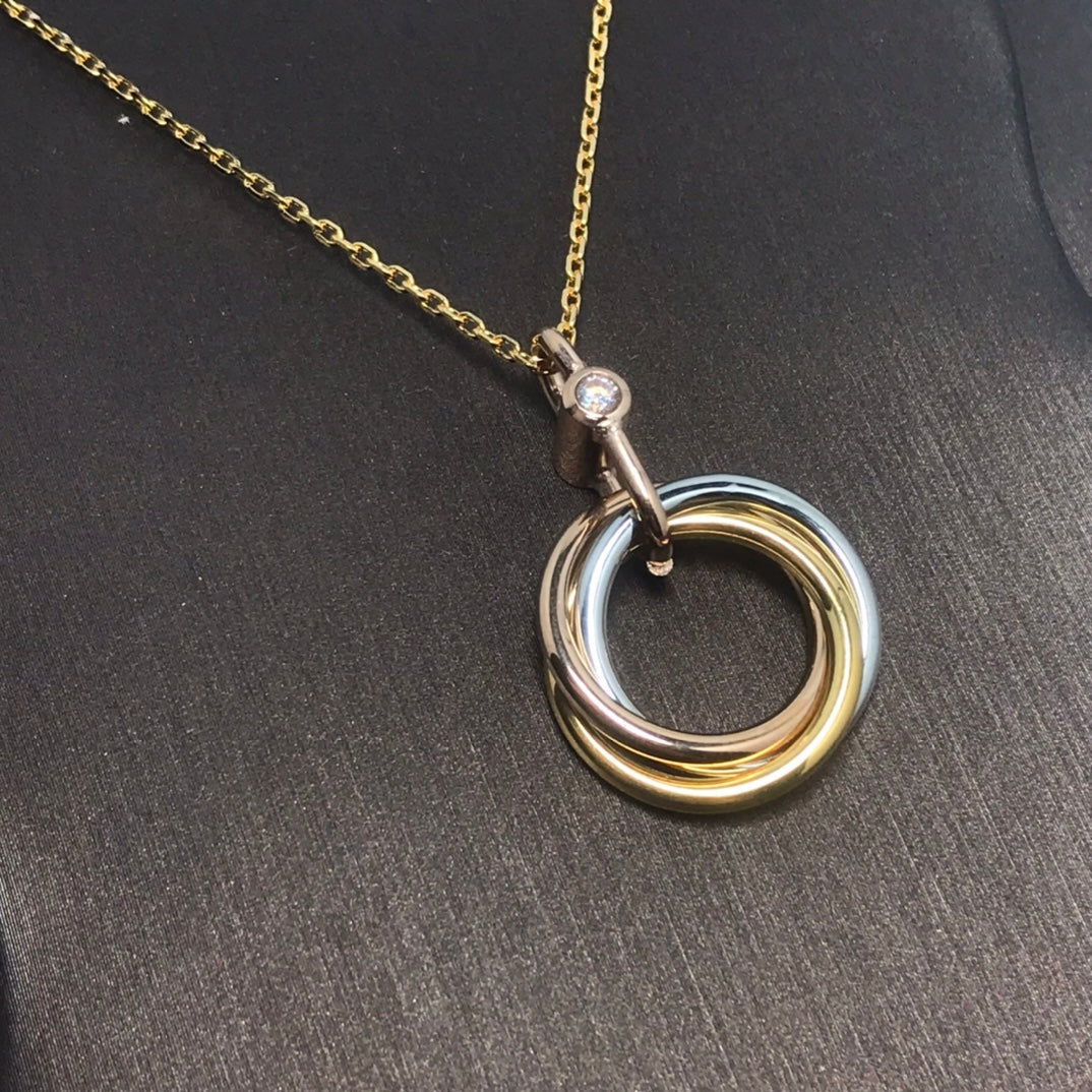 [Garvey ]TRINITY SILVER GOLD PINK GOLD NECKLACE