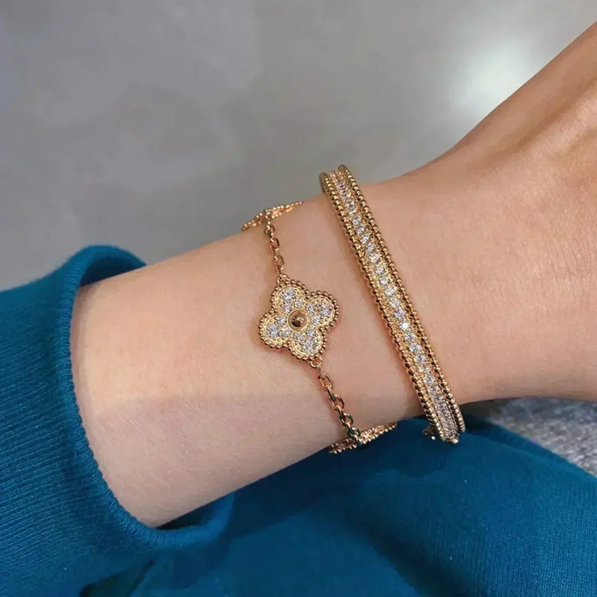 [Garvey ] CLOVER 5 MOTIF FULL DIAMOND BRACELET COLLECTION