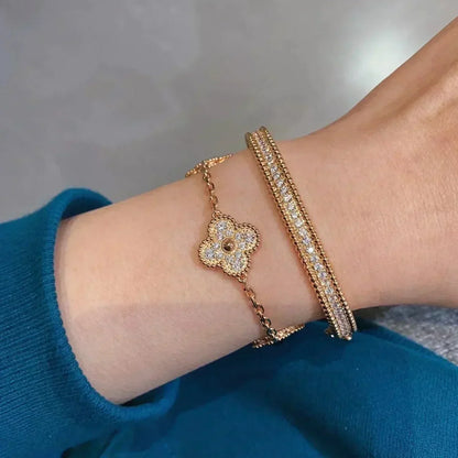 [Garvey]LUCKY CLOVER 5-MOTIF BRACELET - FULL-DIAMOND