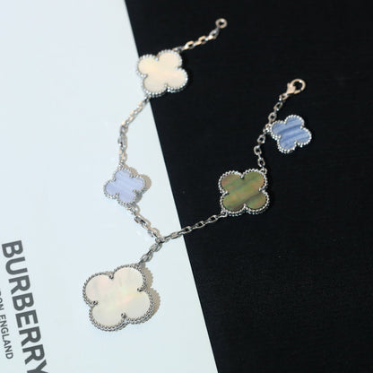 [Garvey ]CLOVER BRACELET 5 MOTIFS MOP CHALCEDONY SILVER