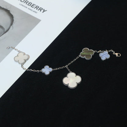 [Garvey ]CLOVER BRACELET 5 MOTIFS MOP CHALCEDONY SILVER