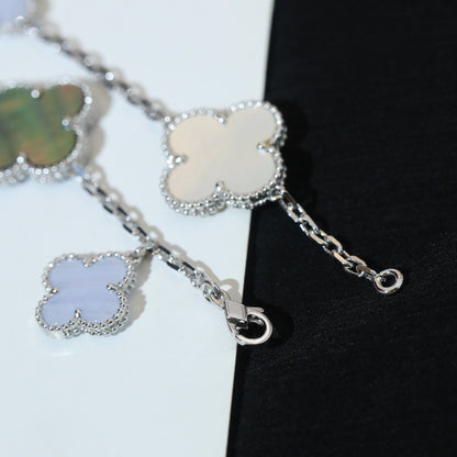 [Garvey ]CLOVER BRACELET 5 MOTIFS MOP CHALCEDONY SILVER