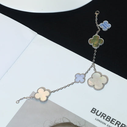 [Garvey ]CLOVER BRACELET 5 MOTIFS MOP CHALCEDONY SILVER