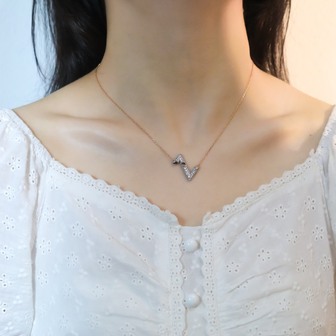 [Garvey]VOLT SILVER DIAMOND PEDANT NECKLACE