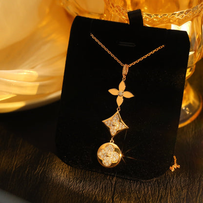 [Garvey ]STAR AND SUN DIAMOND PINK GOLD NECKLACE