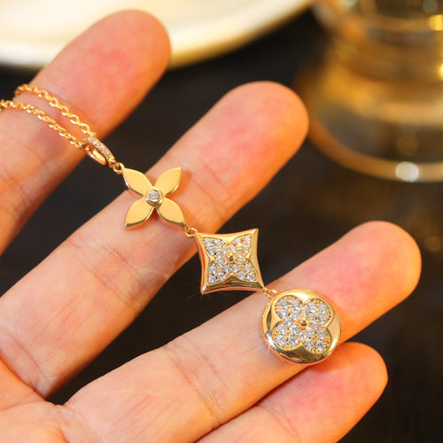 [Garvey ]STAR AND SUN DIAMOND PINK GOLD NECKLACE
