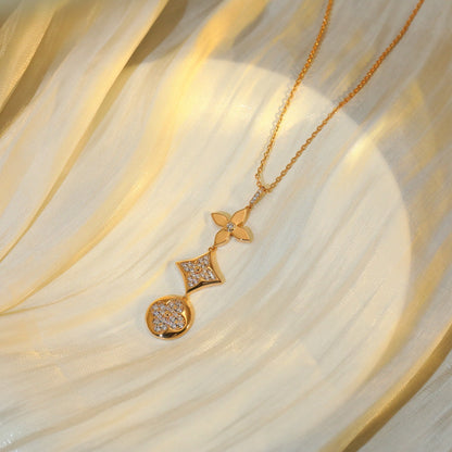 [Garvey ]STAR AND SUN DIAMOND PINK GOLD NECKLACE