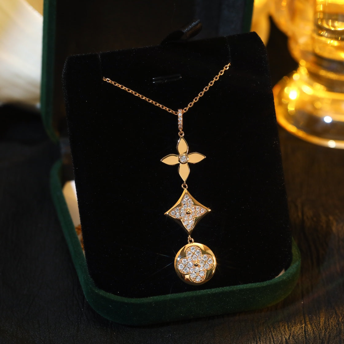 [Garvey ]STAR AND SUN DIAMOND PINK GOLD NECKLACE
