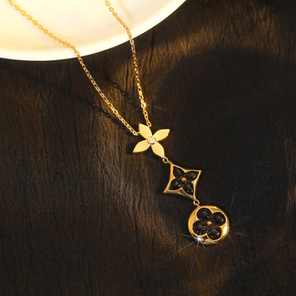 [Garvey ]STAR AND SUN ONYX PINK GOLD NECKLACE