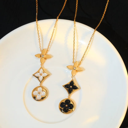 [Garvey]STAR AND SUN ONYX ROSE GOLD NECKLACE