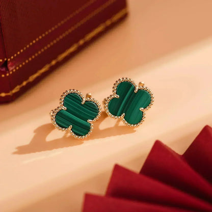 [Garvey ]CLOVER MEDIUM 1 MOTIFS MALACHITE  EARRINGS