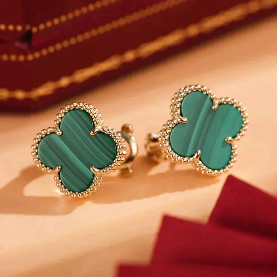 [Garvey ]CLOVER MEDIUM 1 MOTIFS MALACHITE  EARRINGS
