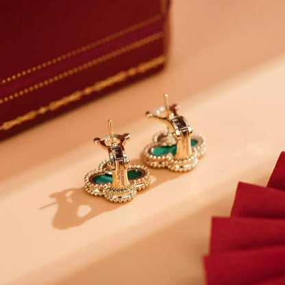 [Garvey ]CLOVER MEDIUM 1 MOTIFS MALACHITE  EARRINGS