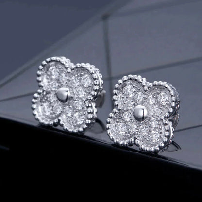 [Garvey ]CLOVER 1 MOTIFS DIAMOND STUD EARRINGS SILVER