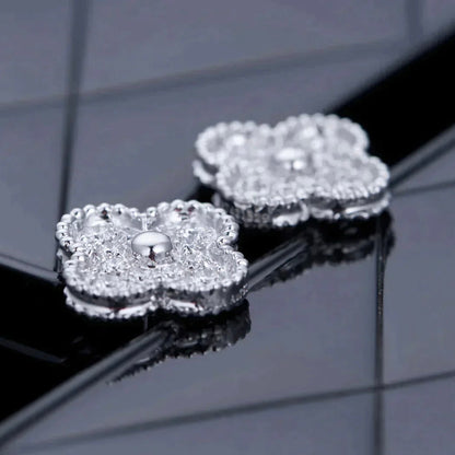 [Garvey ]CLOVER 1 MOTIFS DIAMOND STUD EARRINGS SILVER