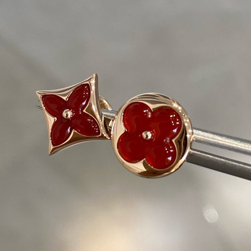 [Garvey]STAR AND SUN ROSE GOLD CARNELIAN STUD EARRINGS