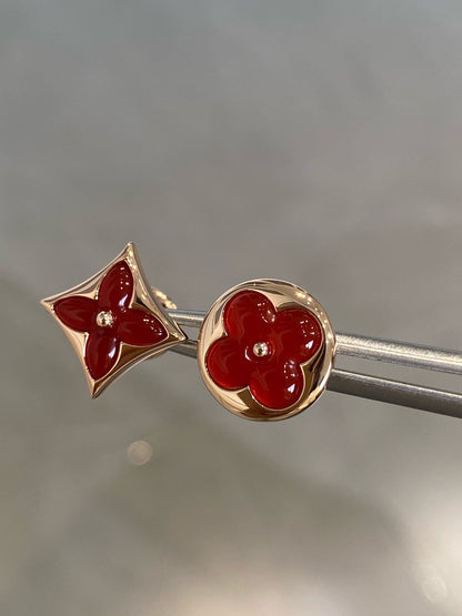 [Garvey ]STAR AND SUN PINK GOLD CARNELIAN STUD EARRINGS