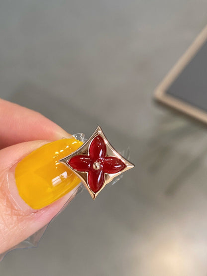 [Garvey ]STAR AND SUN PINK GOLD CARNELIAN STUD EARRINGS