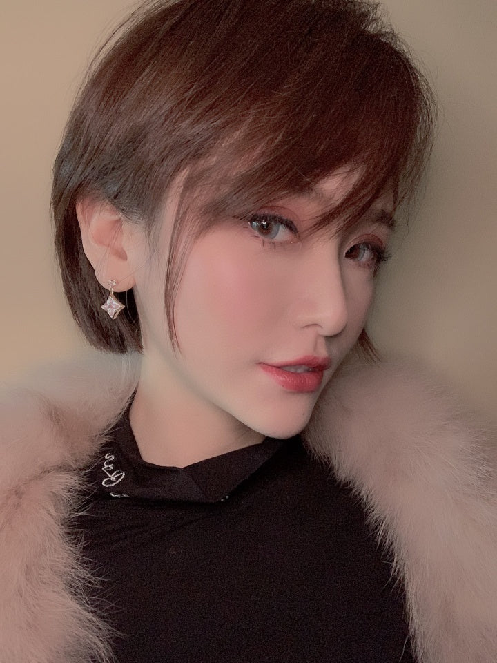 [Garvey]DOUBLE STAR ROSE GOLD MOP DROP EARRINGS