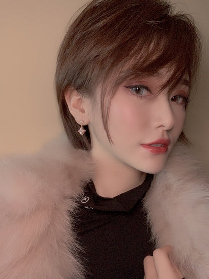 [Garvey ]DOUBLE STAR PINK GOLD MOP DROP EARRINGS
